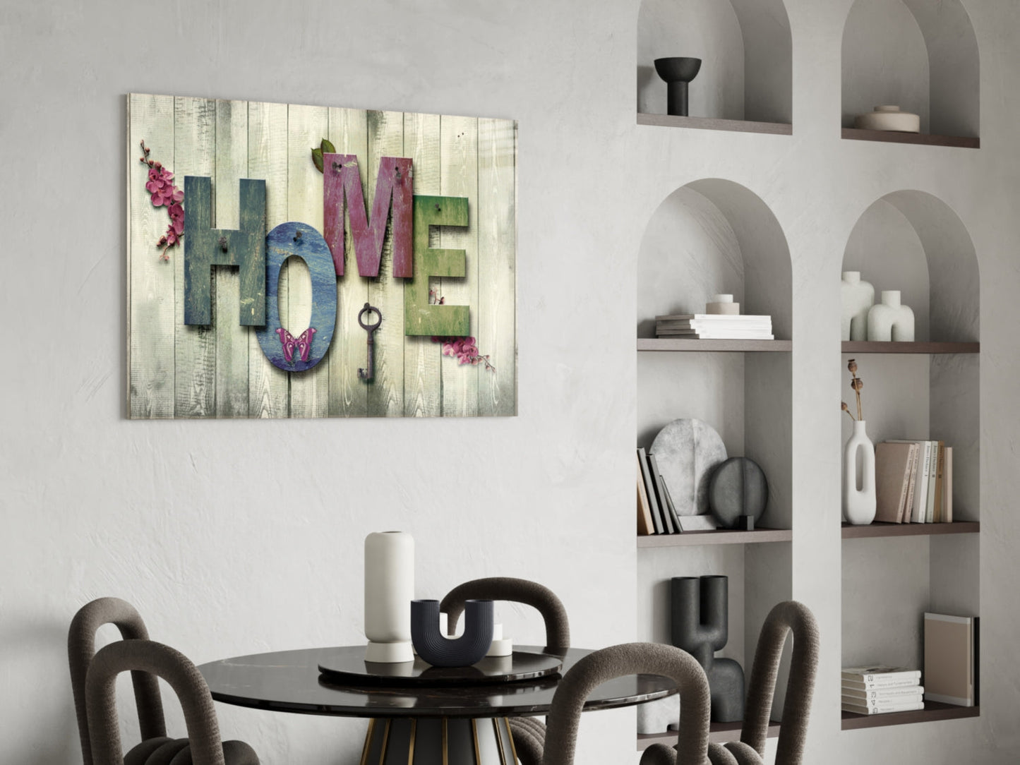 Rustic Home Letters Wood Panel Glass Wall Art