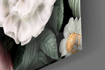 Dark Moody Vintage Rose Bouquet Floral Glass Wall Art