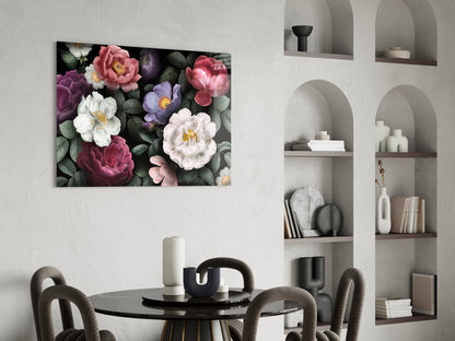 Dark Moody Vintage Rose Bouquet Floral Glass Wall Art