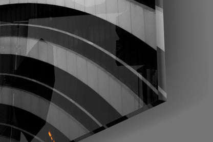 Curved Balconies Amber Lights Glass Wall Art