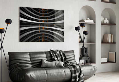 Curved Balconies Amber Lights Glass Wall Art
