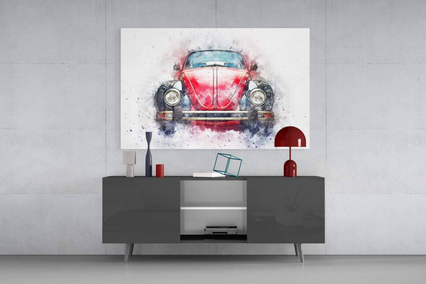 Retro Bubble Car Glass Wall Art