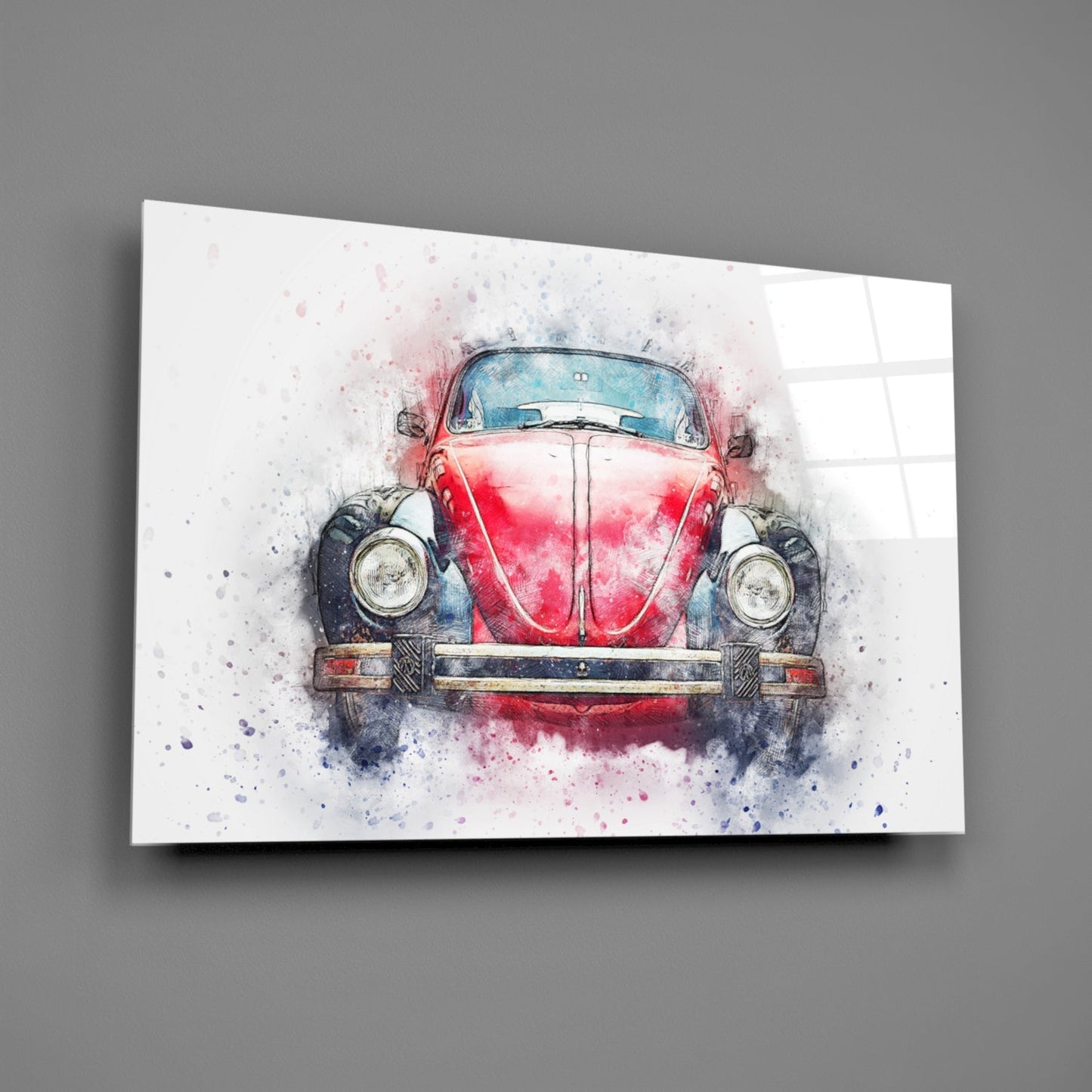 Retro Bubble Car Glass Wall Art
