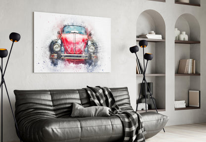 Retro Bubble Car Glass Wall Art