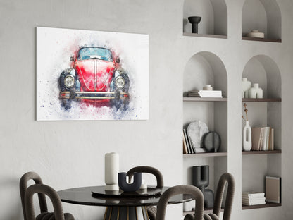 Retro Bubble Car Glass Wall Art