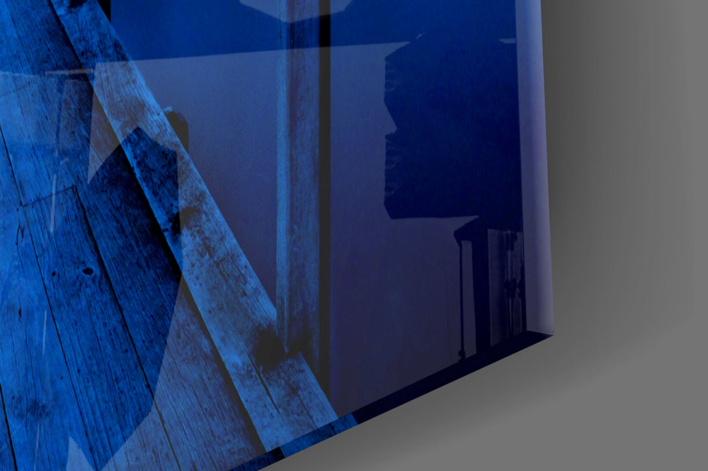 Moonlit Blue Mountain Jetty Glass Wall Art