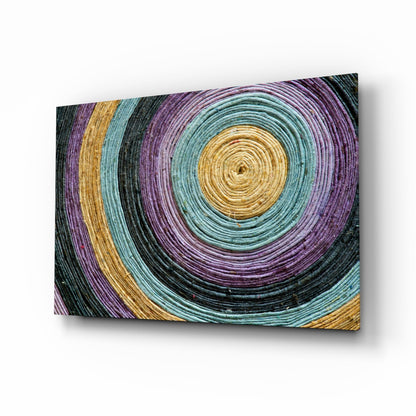 Purple Teal Coiled Rope Spiral Glass Wall Art