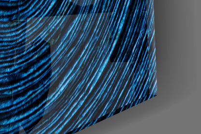Indigo Coil With Yellow Stripe Glass Wall Art