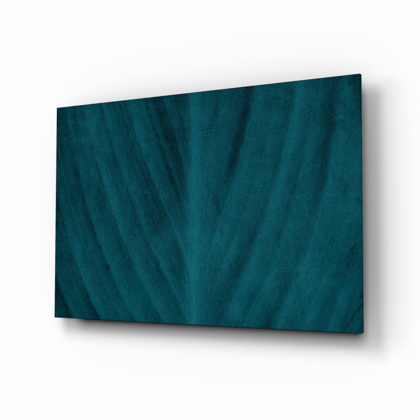 Deep Teal Leaf Texture Close Up Glass Wall Art