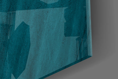 Deep Teal Leaf Texture Close Up Glass Wall Art