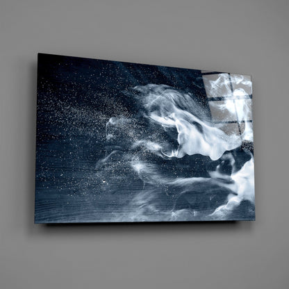 White Smoke On Navy Sky Glass Wall Art