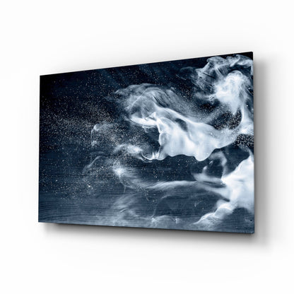 White Smoke On Navy Sky Glass Wall Art