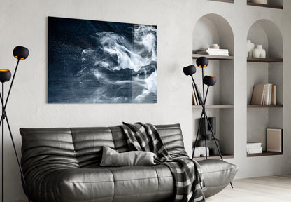 White Smoke On Navy Sky Glass Wall Art