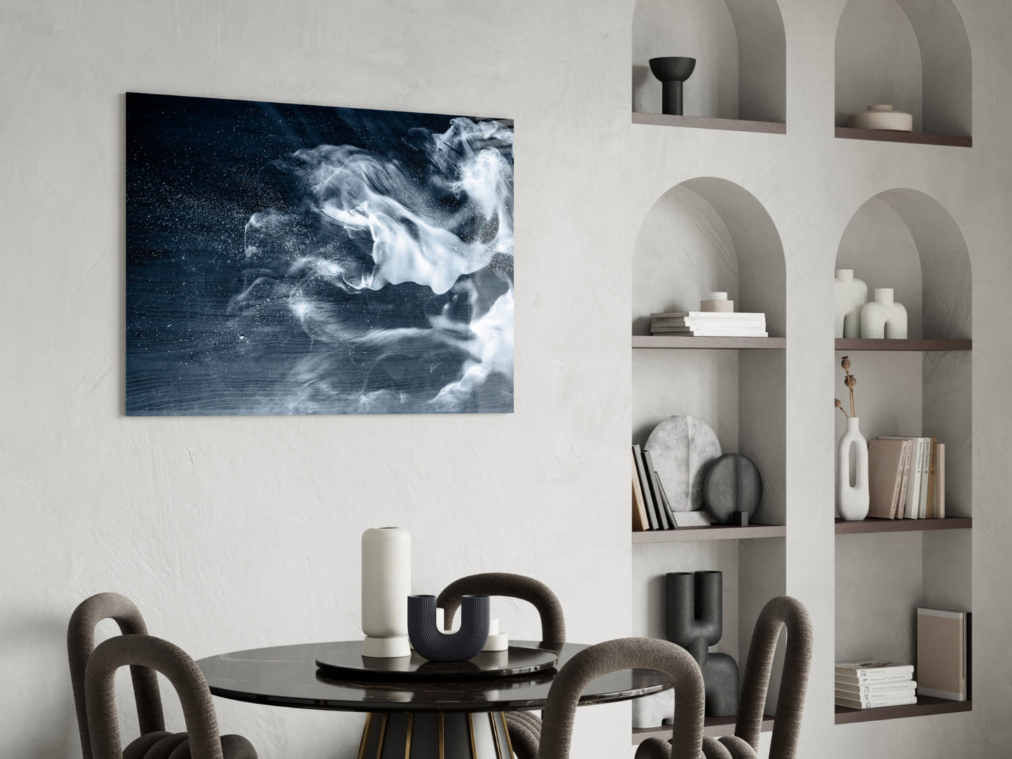 White Smoke On Navy Sky Glass Wall Art