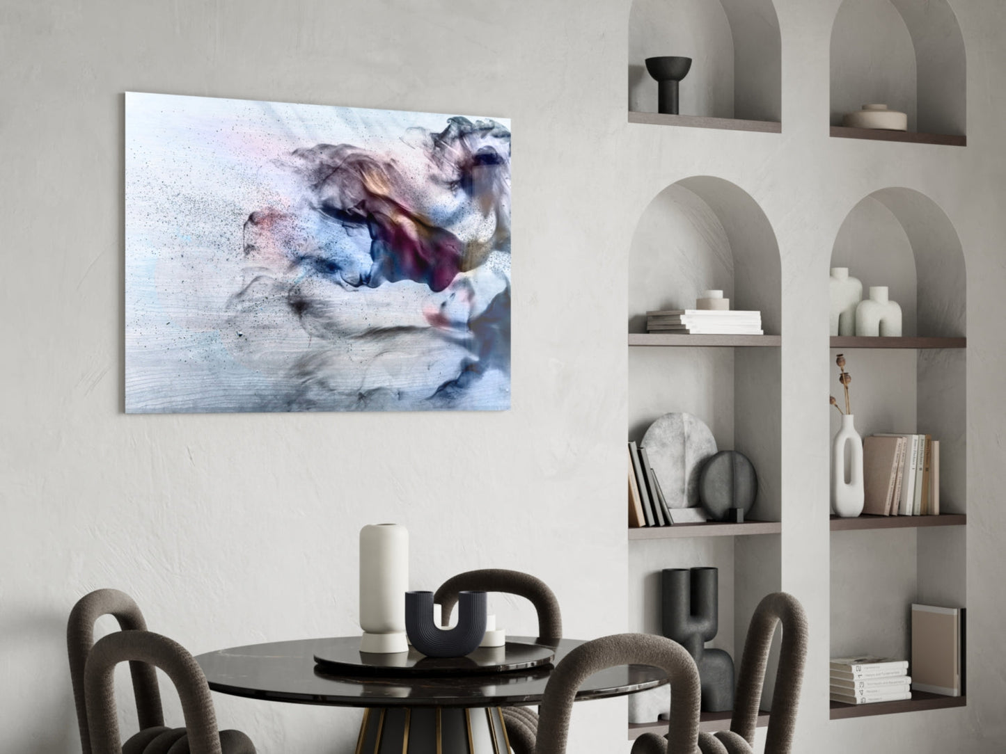 Pastel Ink Drift On Gray Glass Wall Art