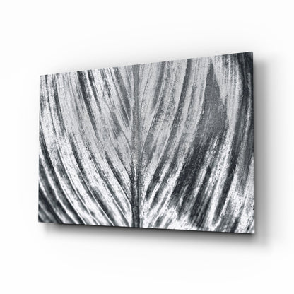 Silver Brushed Leaf Glass Wall Art