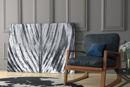 Silver Brushed Leaf Glass Wall Art