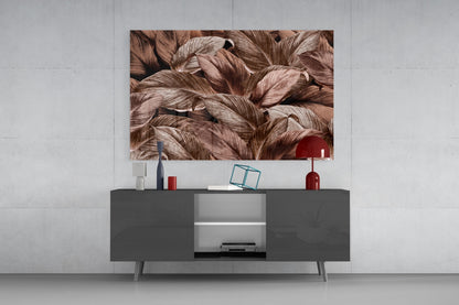 Copper Bronze Leaf Cluster Glass Wall Art