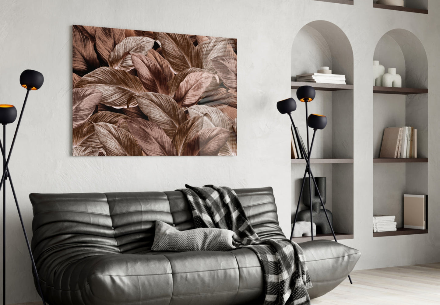 Copper Bronze Leaf Cluster Glass Wall Art
