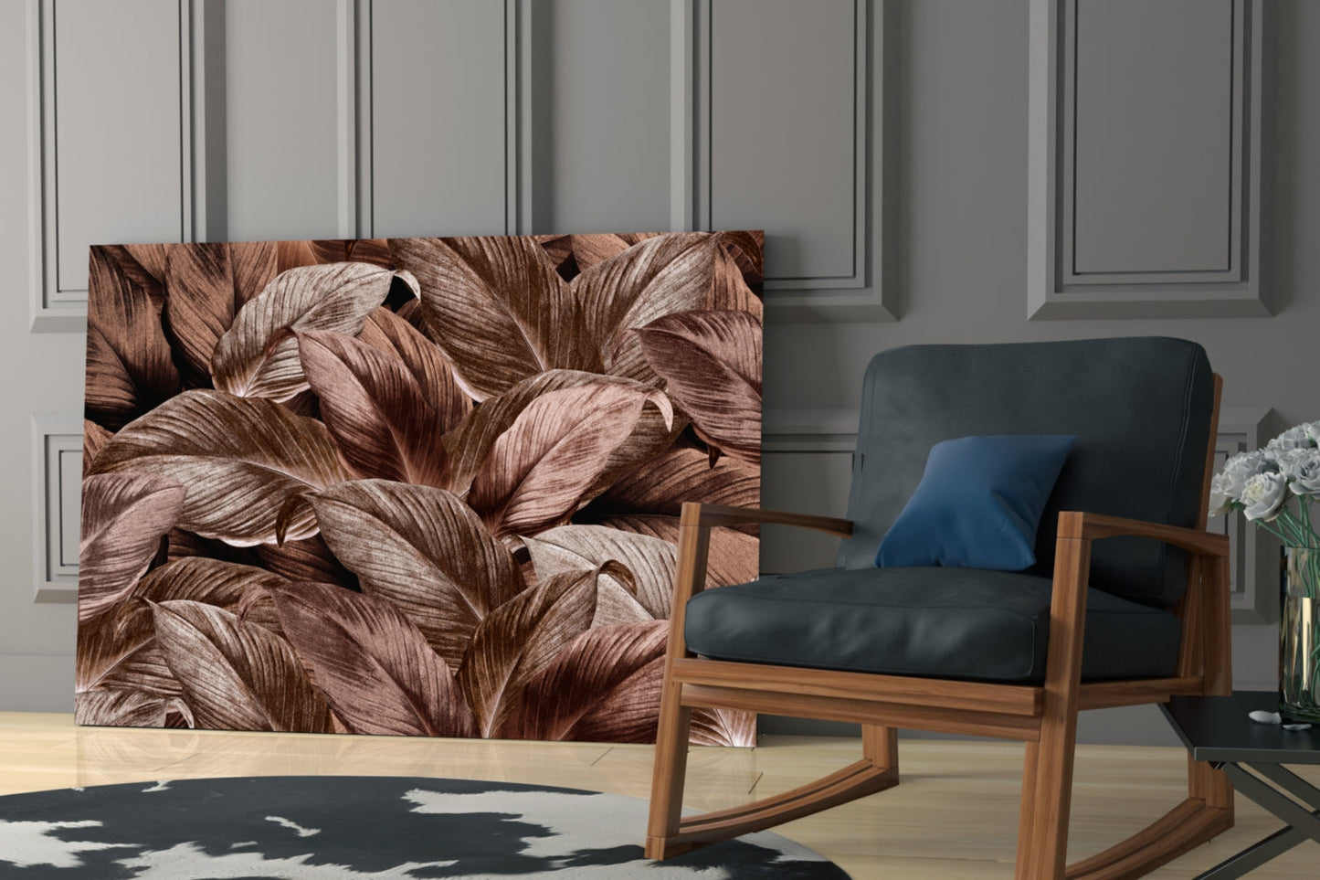 Copper Bronze Leaf Cluster Glass Wall Art