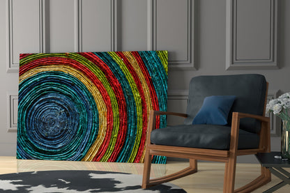 Rainbow Woven Rings Spiral Glass Wall Art