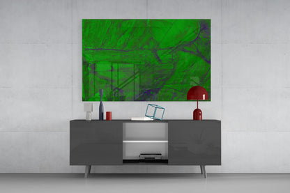 Emerald Green Cracked Paint Glass Wall Art