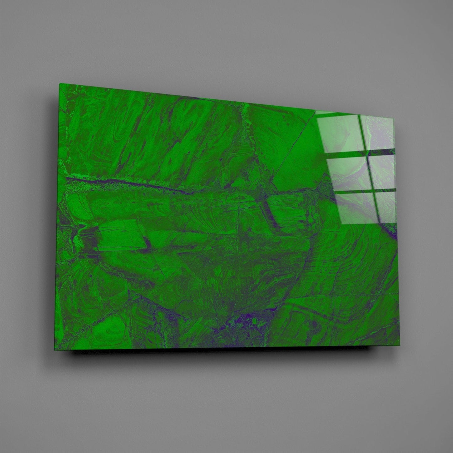 Emerald Green Cracked Paint Glass Wall Art