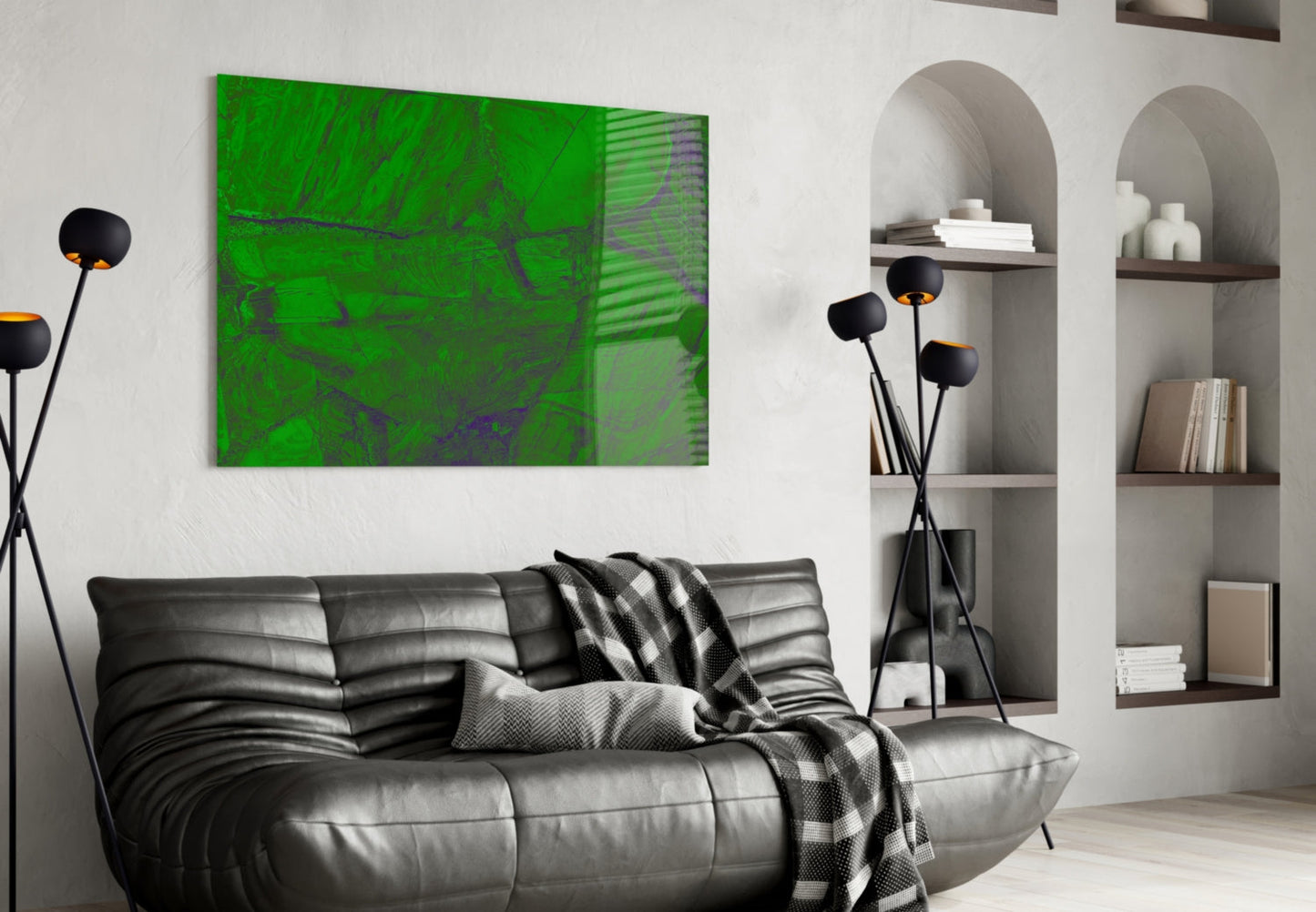 Emerald Green Cracked Paint Glass Wall Art