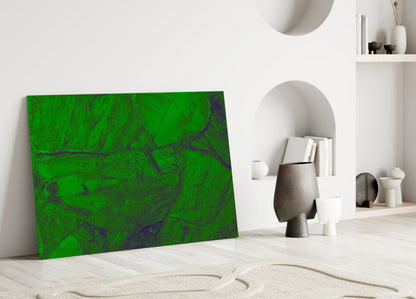 Emerald Green Cracked Paint Glass Wall Art