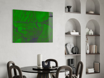 Emerald Green Cracked Paint Glass Wall Art