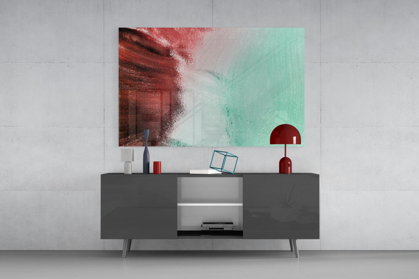 Rust Red And Mint Fade Glass Wall Art