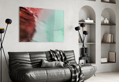 Rust Red And Mint Fade Glass Wall Art