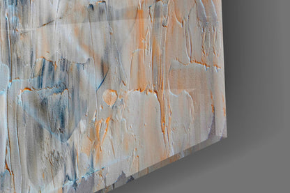 Orange Drip Gray Plaster Abstract Glass Wall Art