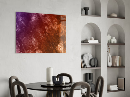 Purple To Orange Fiery Grunge Abstract Glass Wall Art