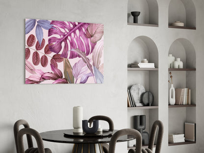 Blush Monstera Botanical Tropical Leaves Glass Wall Art