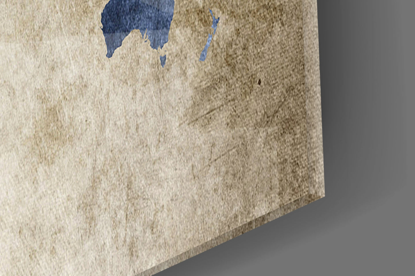 Navy Map on Aged Parchment Glass Wall Art