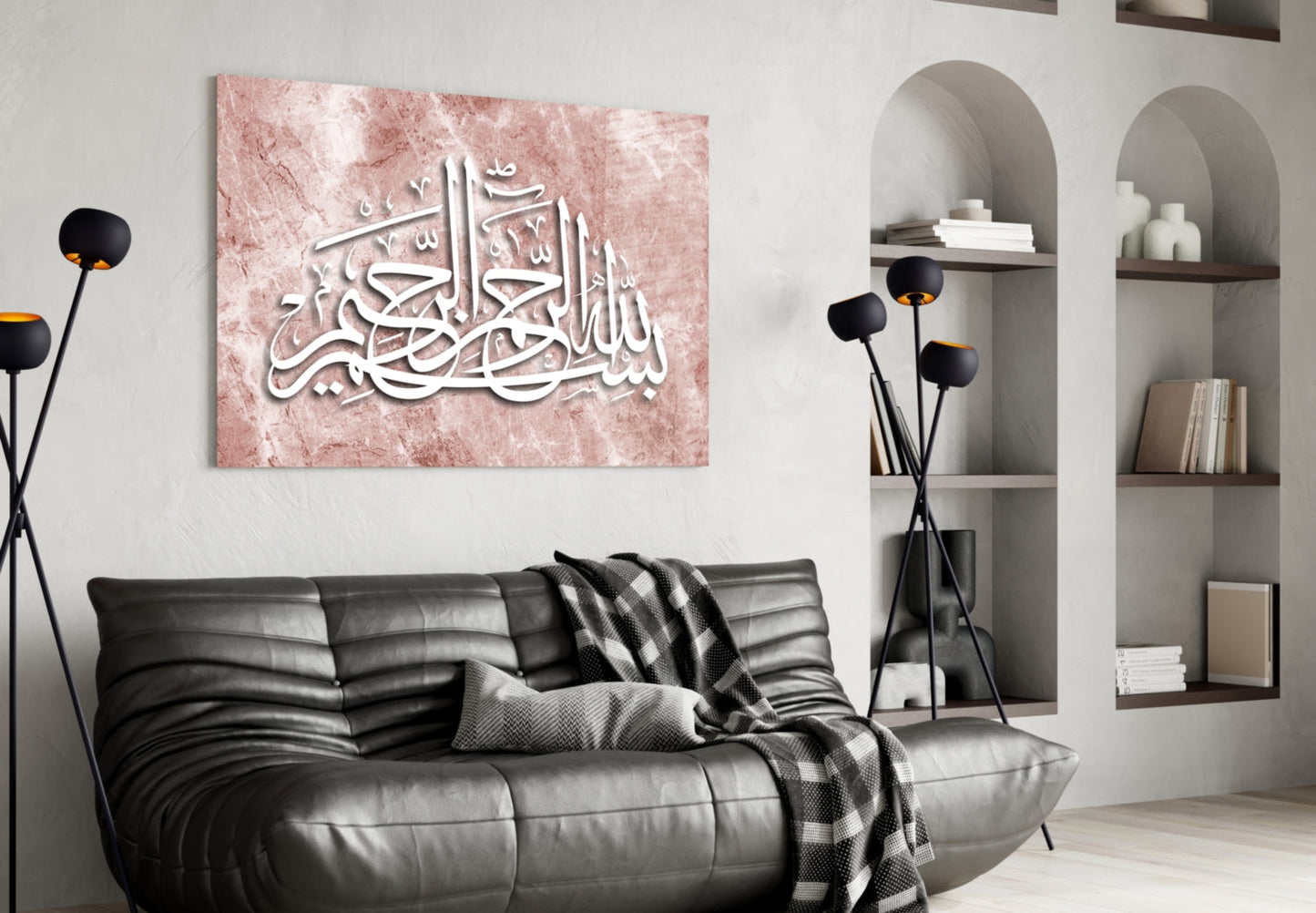 Rose Marble Texture Calligraphy Glass Wall Art