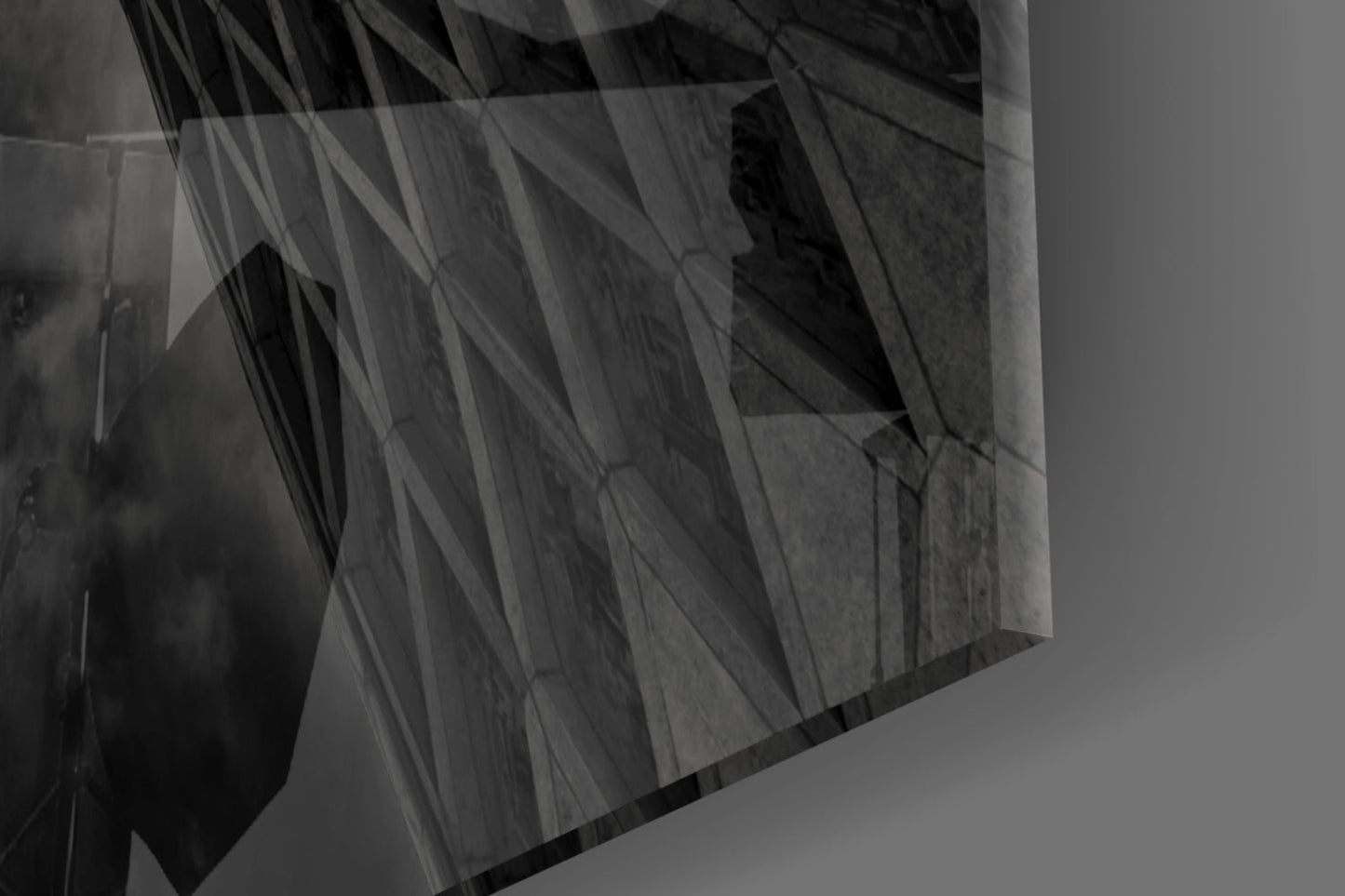 Monumental Lattice Arch Monochrome Glass Wall Art