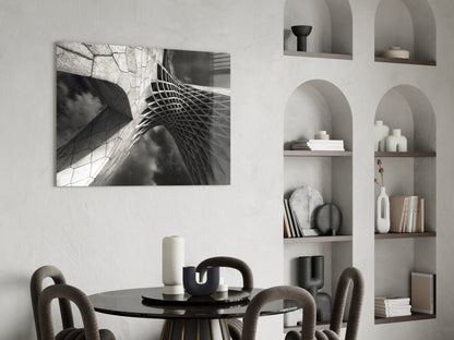 Monumental Lattice Arch Monochrome Glass Wall Art