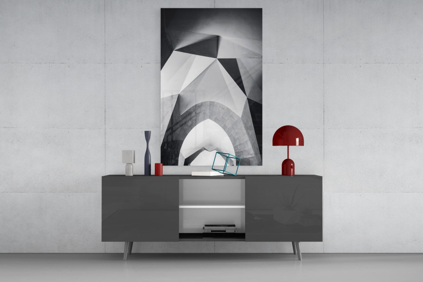 Faceted White Vault Ceiling Glass Wall Art