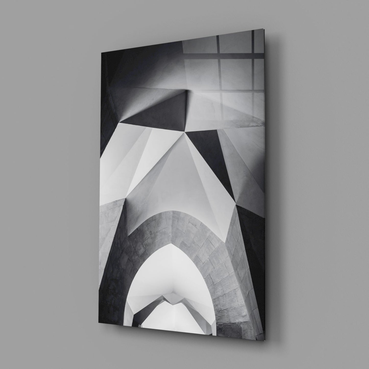 Faceted White Vault Ceiling Glass Wall Art
