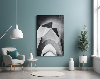 Faceted White Vault Ceiling Glass Wall Art