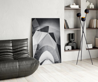 Faceted White Vault Ceiling Glass Wall Art