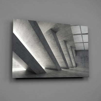 Slanted Concrete Columns Interior Glass Wall Art