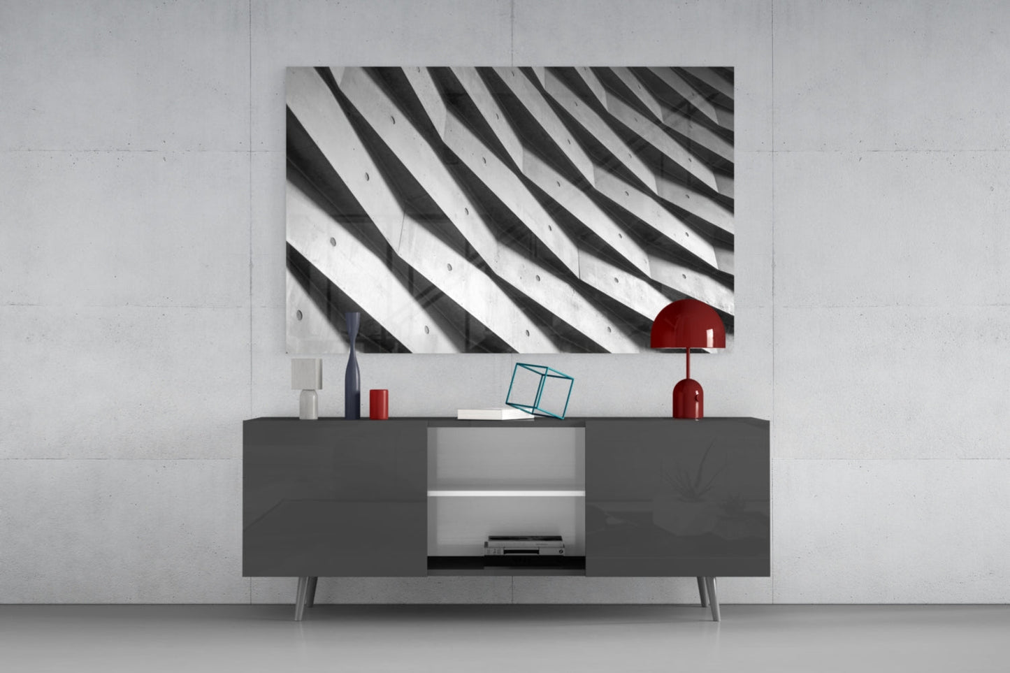 Rippled White Wall Shadows Glass Wall Art