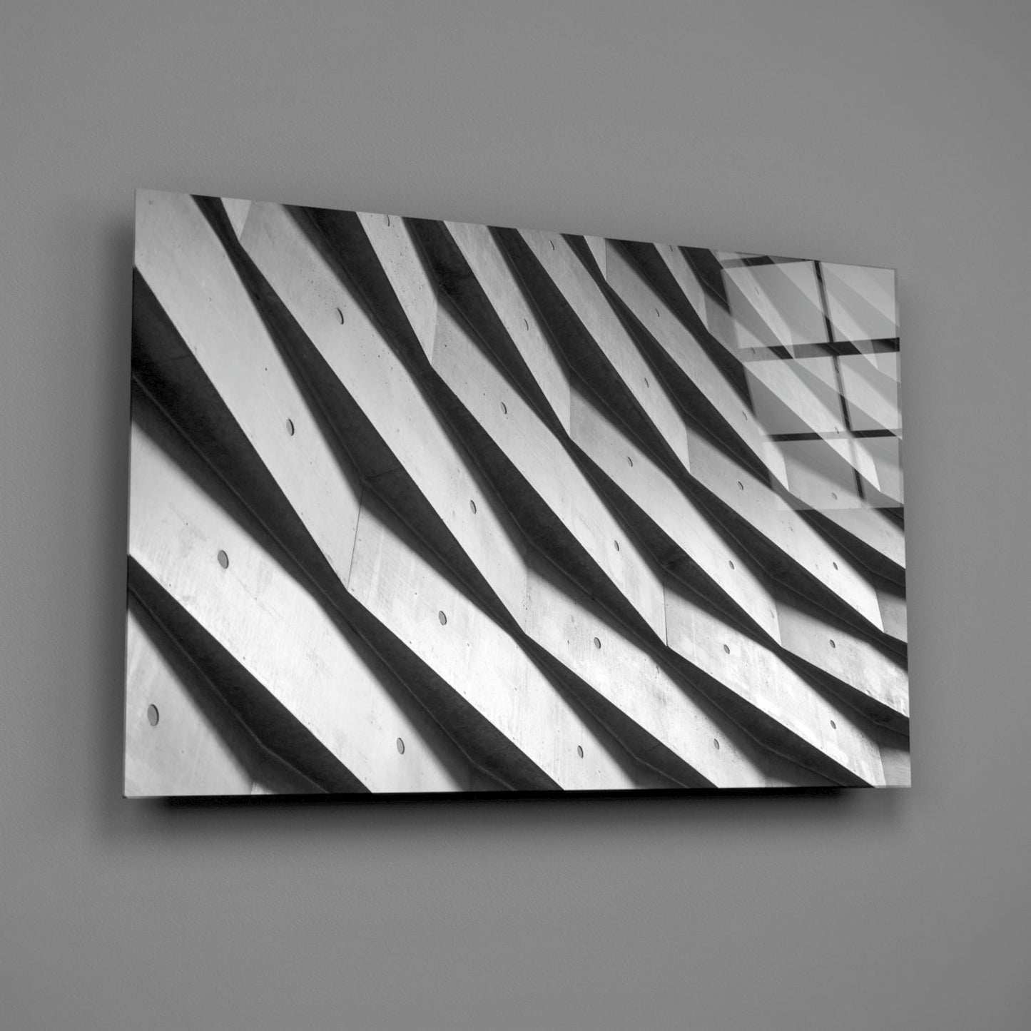 Rippled White Wall Shadows Glass Wall Art