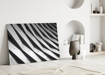 Rippled White Wall Shadows Glass Wall Art