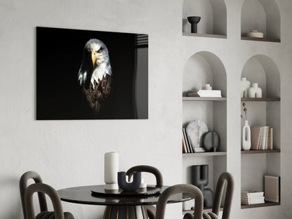 Dark Shadow Bald Eagle Glass Wall Art