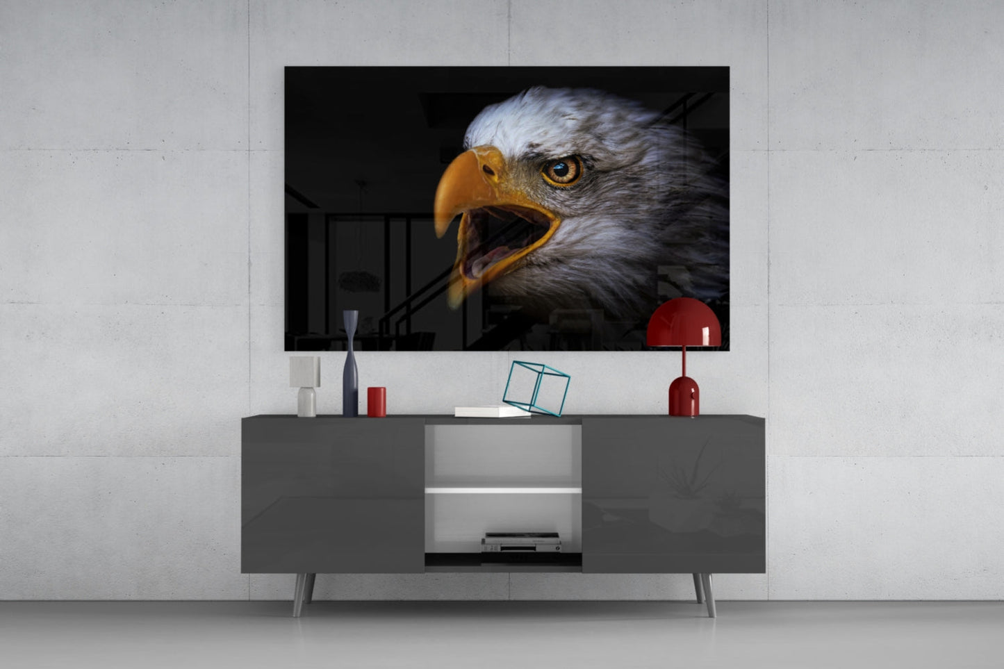 Screaming Bald Eagle Glass Wall Art