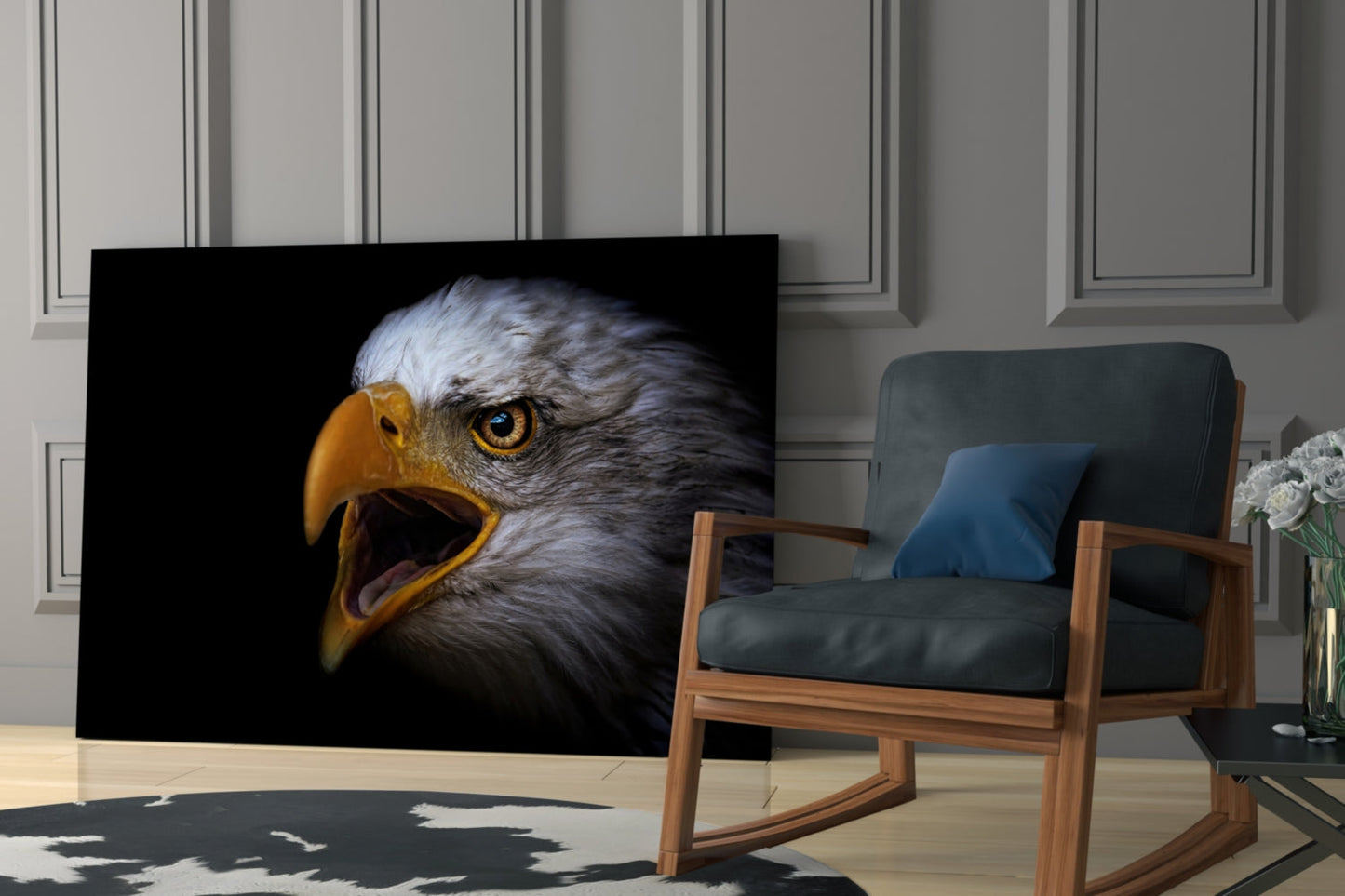 Screaming Bald Eagle Glass Wall Art